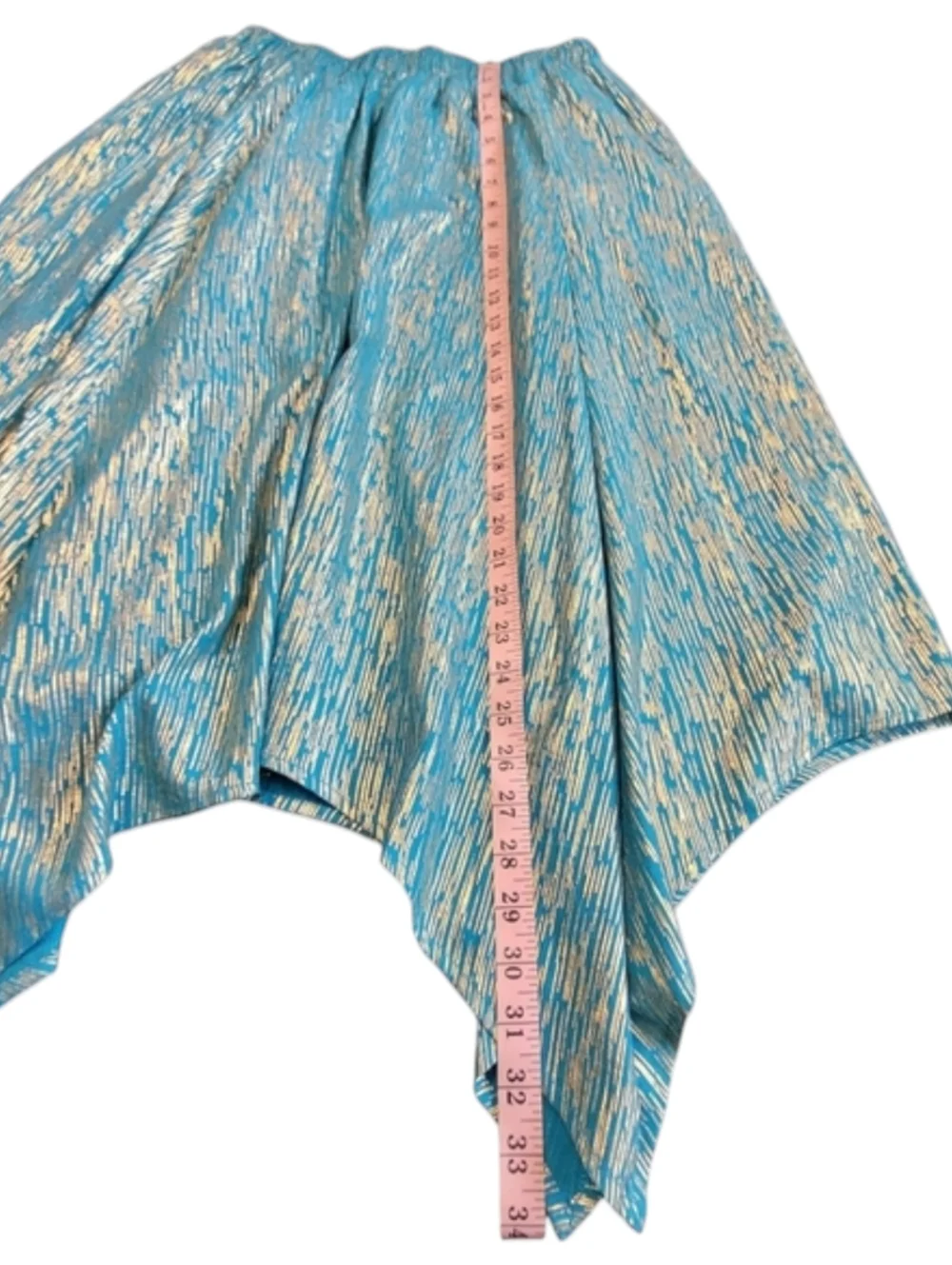 Nanette Lepore Teal Gold Metallic Midi Skirt Asymmetrical Festival Boho M NWT